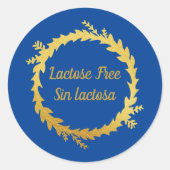 Bilingual Blue Golden Lactose Free - Sin Lactosa Runder Aufkleber (Vorderseite)