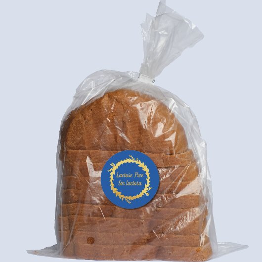 Bilingual Blue Golden Lactose Free - Sin Lactosa Runder Aufkleber