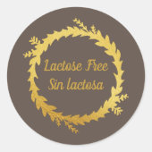 Bilingual Brown Golden Lactose Free - Sin Lactosa Runder Aufkleber (Vorderseite)
