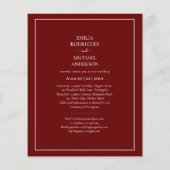 Bilingual Budget Burgundy Wedding Boda Einladung Flyer (Hinten)