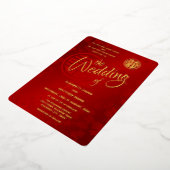 BILINGUAL Calligraphy Red Gold Chinese Wedding Folieneinladung (Gedreht)