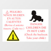 Bilingual Car Safety Sticker Warning (Blatt)