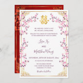 BILINGUAL Cherry Blossom Chinesische Hochzeit Einladung (Vorne/Hinten)