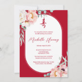 Bilingual Chinese Longevity Peony Birthday Einladung (Vorderseite)