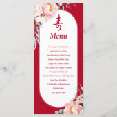 Bilingual Chinese "Longevity" Peony Birthday Menükarte (Vorderseite)