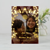 BILINGUAL Chinese Wedding Foto Gold Foil Folieneinladung (Stehend vorne)