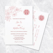 BILINGUAL | Chinesische Hochzeit mit Blumenrot Einladung