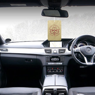 Bilingual Christmas Spanish Gold Burgundy Birds Autolufterfrischer