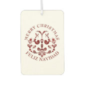 Bilingual Christmas Spanish Text Burgundy Birds Autolufterfrischer (Vorderseite)