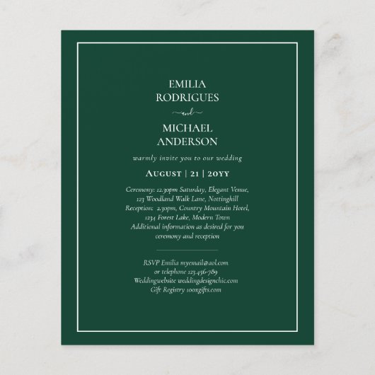 Bilingual Double Side Wedding Boda Green Flyer (Hinten)