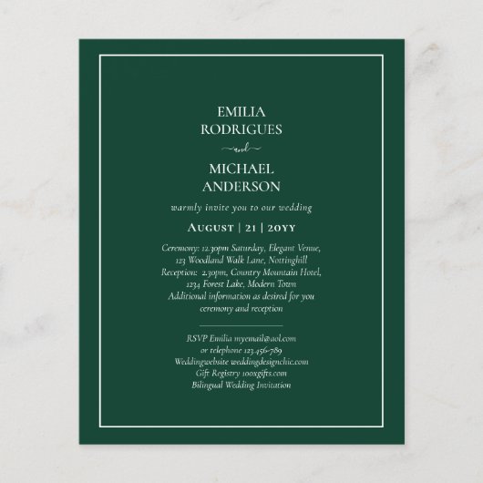 Bilingual Double Side Wedding Boda Green Flyer (Vorne)