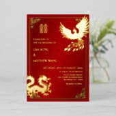 BILINGUAL Dragon And Phoenix | Chinese Wedding Folieneinladung (Stehend vorne)