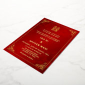  BILINGUAL Gold Frame Red Chinese Wedding Folieneinladung (Gedreht)