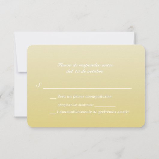 Bilingual Gold Ombre Wedding RSVP (Rückseite)