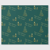 Bilingual Green and Golden Christmas Geschenkpapier (Flach)