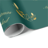 Bilingual Green and Golden Christmas Geschenkpapier (Rolleneckpunkt)
