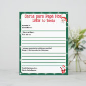 Bilingual Green Editable Letter to Santa Spanish (Stehend Vorderseite)