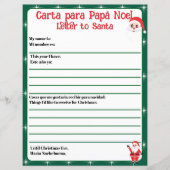 Bilingual Green Editable Letter to Santa Spanish (Vorderseite)