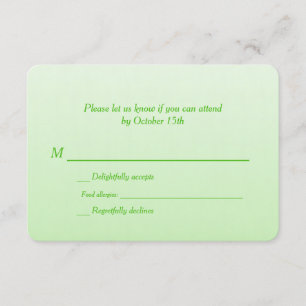 Bilingual Green Ombre Wedding RSVP Karte