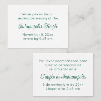 Bilingual Green Script Temple Sealing Invitation Begleitkarte