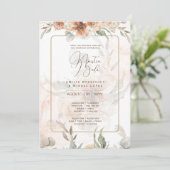 Bilingual Invitación de Boda Boho Pampa Grass Einladung (Stehend Vorderseite)