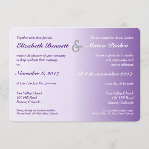 Bilingual Lila Ombre Wedding Einladung