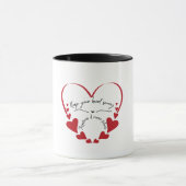 Bilingual Minimalistisch Red Heart Design Tasse (Zentrum)