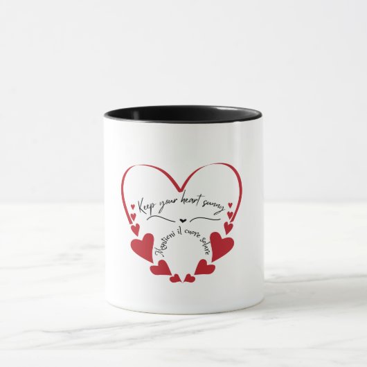 Bilingual Minimalistisch Red Heart Design Tasse (Zentrum)