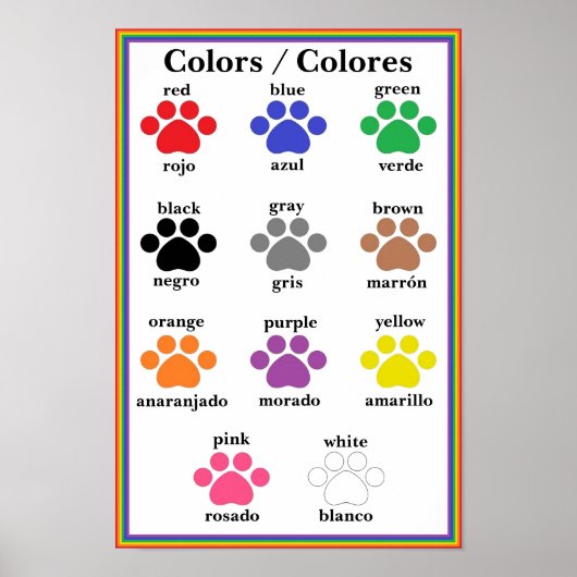 Bilingual Paw Print Color Chart Poster (Vorne)