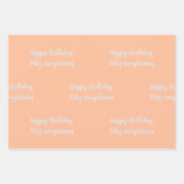 Bilingual Peach Feliz Cumpleaños - Happy Birthday Geschenkpapier Set (Vorderseite)