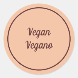 Bilingual Peach Vegan (Vegano) Einfach Runder Aufkleber