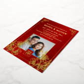 BILINGUAL Photo Red Gold Chinese Wedding Folieneinladung (Gedreht)