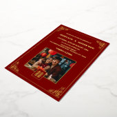 BILINGUAL Photo Red Gold Chinese Wedding Folieneinladung (Gedreht)