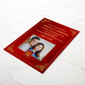 BILINGUAL Photo Red Gold Chinese Wedding Folieneinladung (Gedreht)