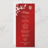 BILINGUAL Pink Red Chinese Wedding Menu Card Einladung (Vorderseite)