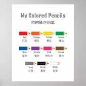 Bilingual Preschool Colors Educational Poster (Vorne)