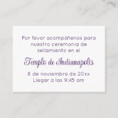 Bilingual Purple Script Temple Sealing Invitation Begleitkarte (Rückseite)