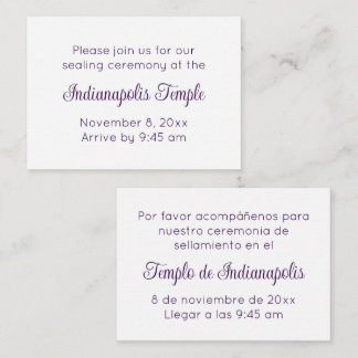 Bilingual Purple Script Temple Sealing Invitation Begleitkarte