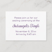 Bilingual Purple Script Temple Sealing Invitation Begleitkarte (Vorderseite)