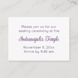 Bilingual Purple Script Temple Sealing Invitation Begleitkarte
