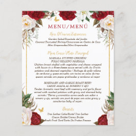 Bilingual Quinceñera Menü des Budget Red Floral
