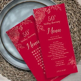 Bilingual Ranunculus Wedding Anniversary Menu Menükarte