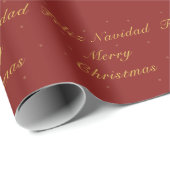 Bilingual Red and Golden Christmas Snowflake Geschenkpapier (Rolleneckpunkt)