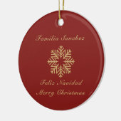 Bilingual Red and Golden Christmas Snowflake Keramik Ornament (Links)