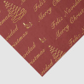 Bilingual Red and Golden Christmas Tree Seidenpapier (Detail)