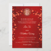 BILINGUAL Red Cherry Blossom | Chinesische Hochzei Einladung (Vorderseite)