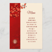 BILINGUAL Red Cherry Blossom Chinesische Hochzeit Menükarte (Rückseite)