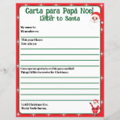 Bilingual Red Editable Letter to Santa Spanish (Vorderseite)