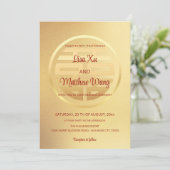Bilingual Red Gold | Chinesische Hochzeit Einladung (Stehend Vorderseite)