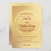 Bilingual Red Gold | Chinesische Hochzeit Einladung (Vorne/Hinten)